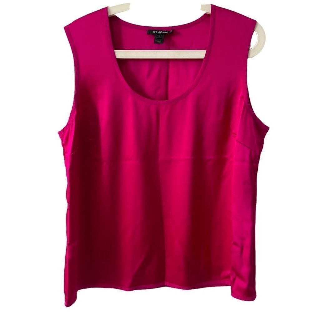 St. John Hot Pink Liquid Silk Sleeveless Blouse